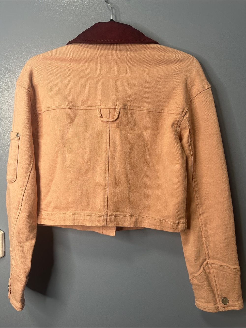 NWT 7 For All Mankind Cropped Utility canvas 
Jacket Rusty Blush Burgundy XS & S - Picture 6 of 14